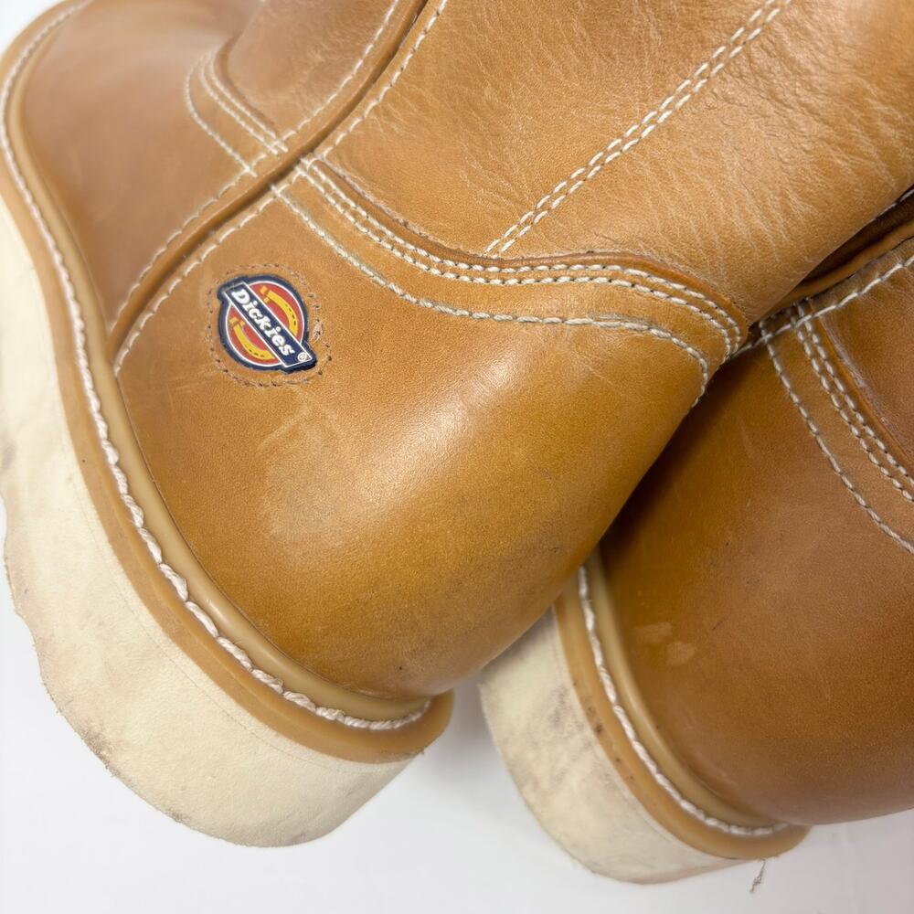 Dickies Work Boots Mens 9 Pull On Caml Brown Leather Carpenter Utility Barn Rare - Picture 13 of 13